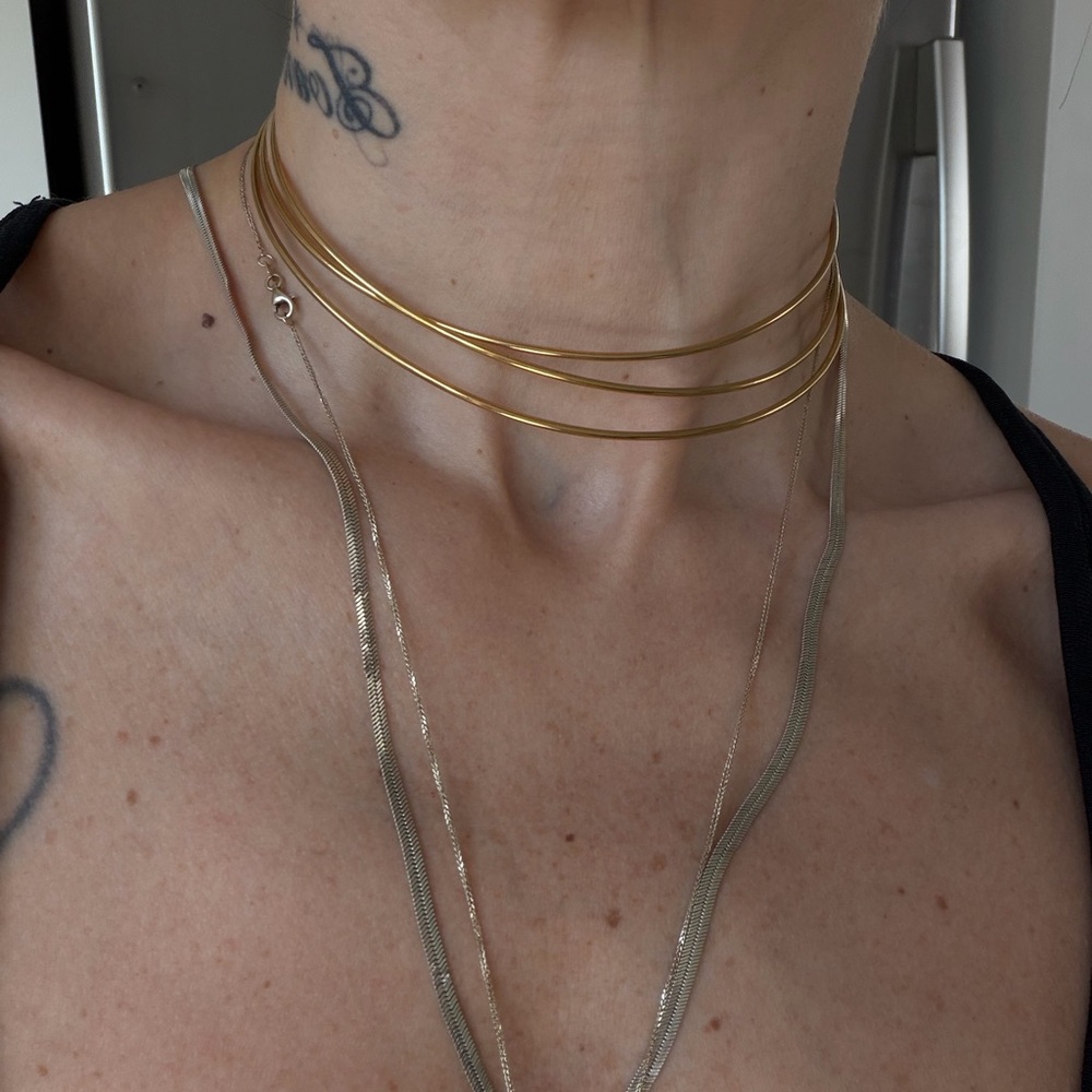 vanessa mooney gold layered choker trio